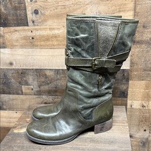 Naya Saffron Anthropologie Green Leather Wrap Boots Women's Size 9
